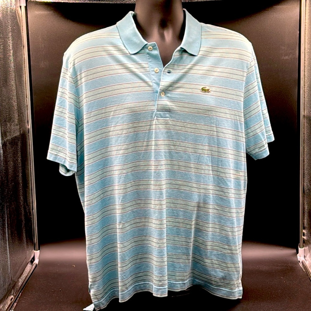 Lacoste soft touch cotton striped polo Size 6 (XL) Mens Blue Excellent condition